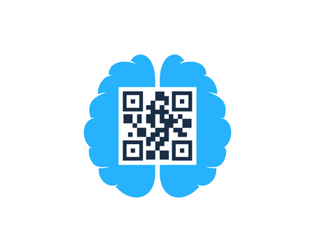 Barcode Brain Logo Icon Designのイラスト素材