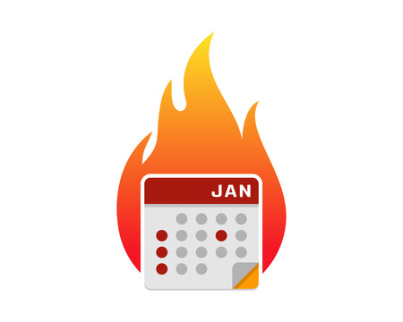 Calendar Fire Logo Icon Designのイラスト素材