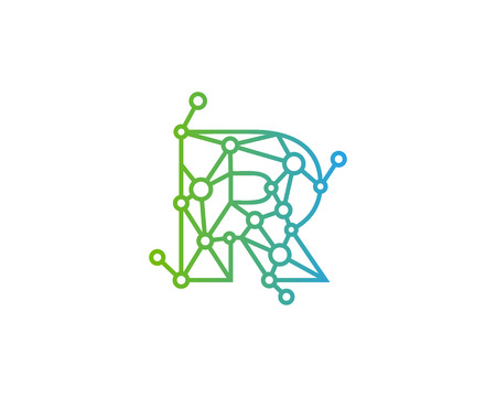 Letter R Connect Dot Network Icon Logo Design Elementのイラスト素材