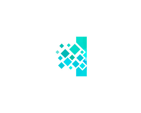 Letter I Pixel Icon Logo Design Elementのイラスト素材