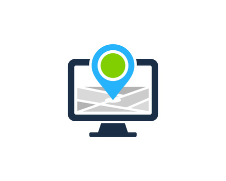 Pin Computer Icon Logo Design Elementのイラスト素材