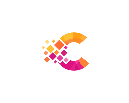 Letter C Pixel Icon Logo Design Element