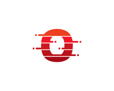 Letter O Pixel Cut Line Icon Logo Design Elementのイラスト素材