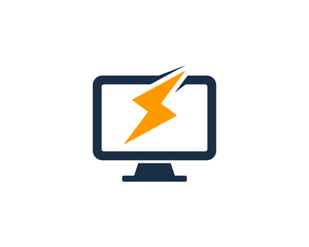 Power Computer Icon Logo Design Elementのイラスト素材