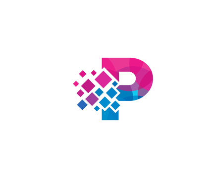 Letter P Pixel Icon Logo Design Elementのイラスト素材