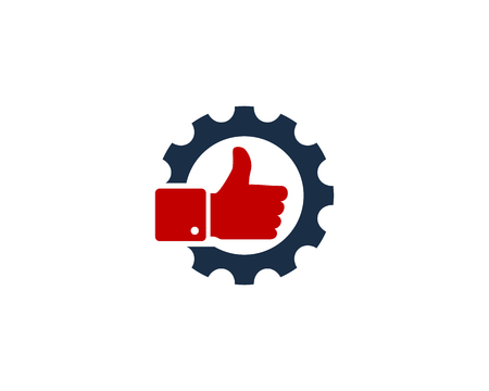 Gear with a hand approval sign. Icon Logo Design Elementのイラスト素材