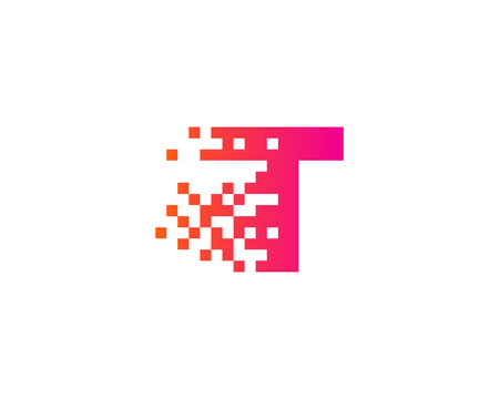 Letter T Digital Pixel Icon Logo Design Elementのイラスト素材