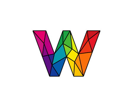 Colorful Letter W Low Poly Icon Logo Design Element