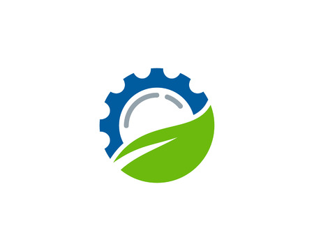 Gear and leaf  Icon Logo Design Element.のイラスト素材