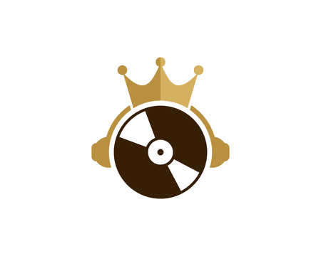 Disc with crown icon logo designのイラスト素材