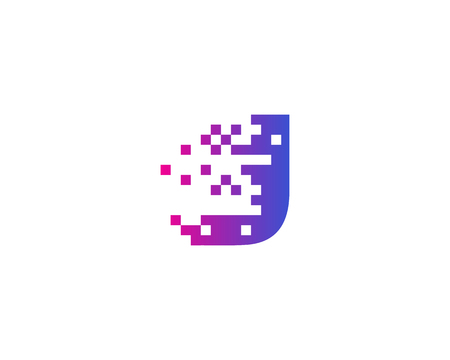 Letter J Digital Pixel Icon Logo Design Elementのイラスト素材