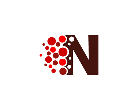 Letter N Pixel Dot Circle Icon Logo Design Elementのイラスト素材