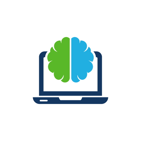 Laptop Brain Logo Icon Designのイラスト素材