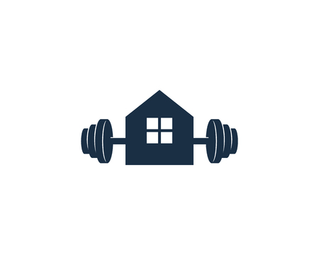 Home Barbell Logo Icon Designのイラスト素材