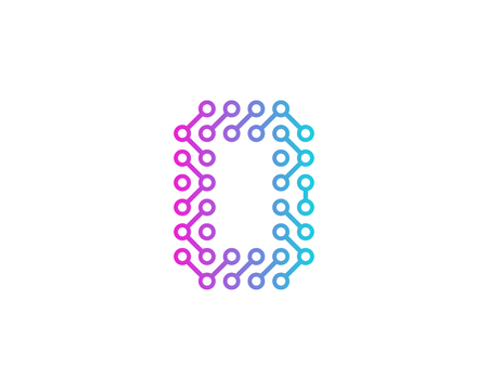 0 Circuit Technology Letter And Number Logo Icon Designのイラスト素材
