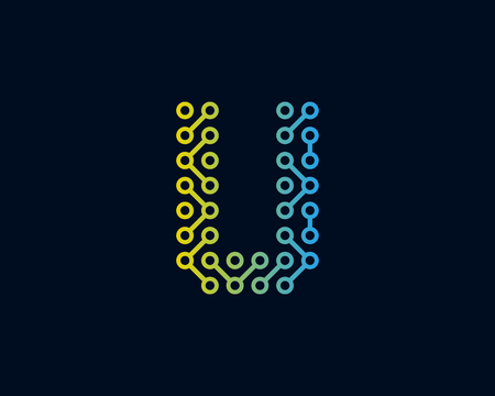 U Circuit Technology Letter Icon Design illustration.のイラスト素材