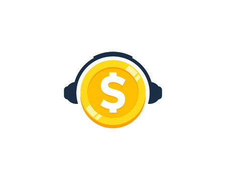 Headphone Coin Icon Logo Designのイラスト素材