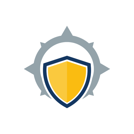 Shield Compass Logo Icon Designのイラスト素材
