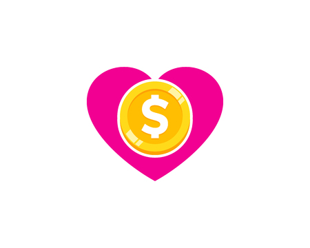 Love Coin Icon Logo Design Elementのイラスト素材