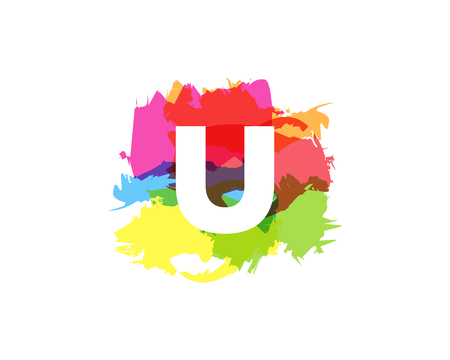 U Letter Abstract Paint Colorful Logo Icon Designのイラスト素材