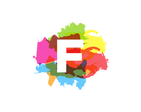 F Letter Abstract Paint Colorful Logo Icon Designのイラスト素材