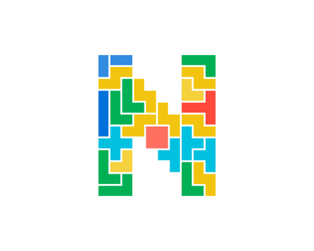 N Letter Puzzle Logo Icon Designのイラスト素材