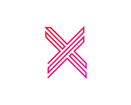 X Line Letter Logo Icon Designのイラスト素材