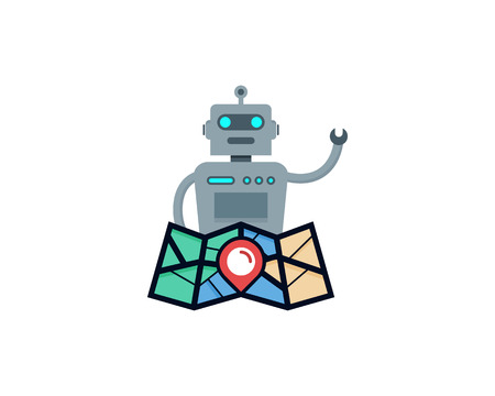 Robot Map Logo Icon Designのイラスト素材