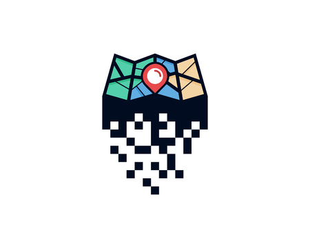 Pixel Map Logo Icon Designのイラスト素材