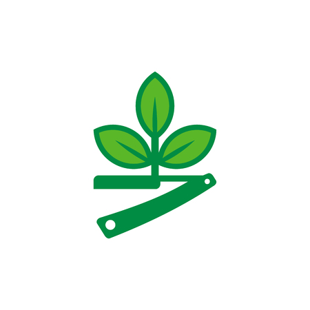 Barber Nature Logo Icon Designのイラスト素材