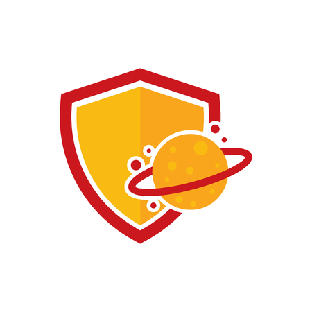 Planet Shield Logo Icon Designのイラスト素材