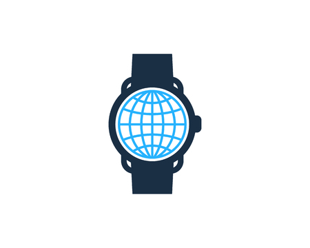 Globe Smart Watch Logo Icon Designのイラスト素材