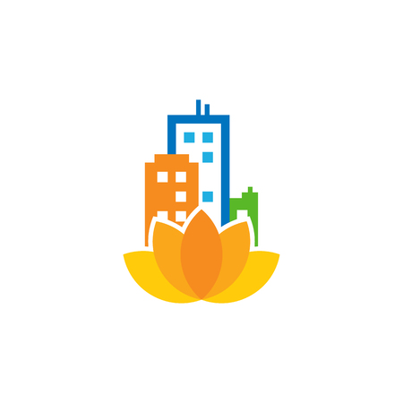 Lotus Town Logo Icon Designのイラスト素材