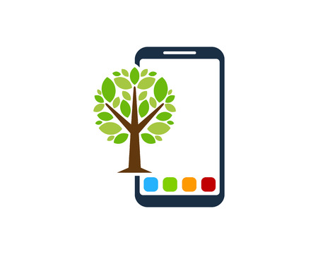 Phone Tree Logo Icon Designのイラスト素材