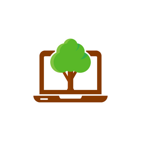 Laptop Tree Logo Icon Designのイラスト素材