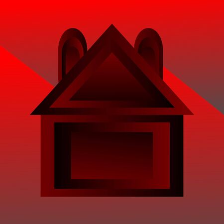 Vector red house 3d iconのイラスト素材