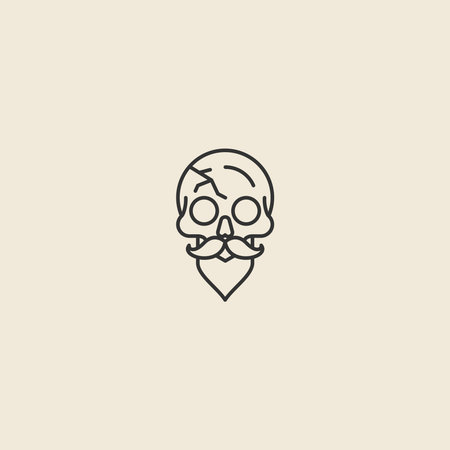 Skull line style logo design vector templateのイラスト素材