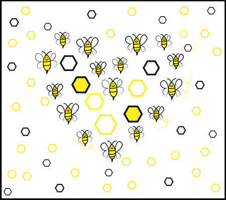 Heart shaped bee backgroundのイラスト素材
