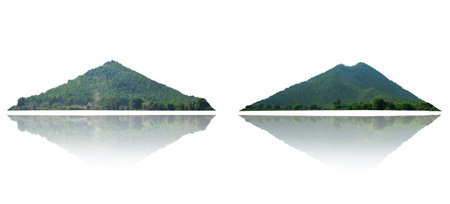 collection Panorama island, hill, mountain isolated on a white background, with clipping path. mountain hill with green forest isolated on white background.の写真素材
