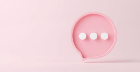 Blank speech icon dialog bubble isolated on pink 3d background with pink message speak symbol or communication talk chatting balloon sign and social chat dialogue button simple conversation.の写真素材