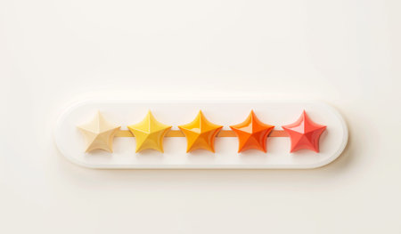 Five gold star rate review customer experience quality service excellent feedback concept on best...