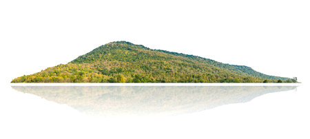 Panorama island, hill, mountain isolated on a white background. with clipping path, for photo montage. Used for graphics.の写真素材