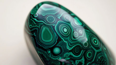 A delicately polished malachite gemstone, showcasing its signature green swirls.の素材