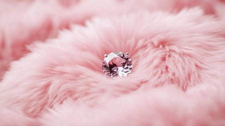 A flawless morganite gemstone with delicate pink hues, placed elegantly on a soft, plush background.の素材