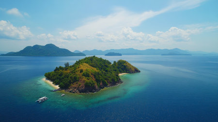 A scenic drone shot of the Andaman Sea with Thailands iconic islands.の素材
