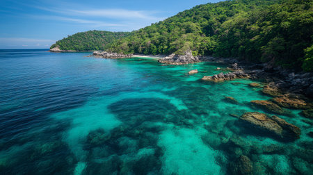 Emerald green waters surrounding the unspoiled paradise of Similan Islands.の素材