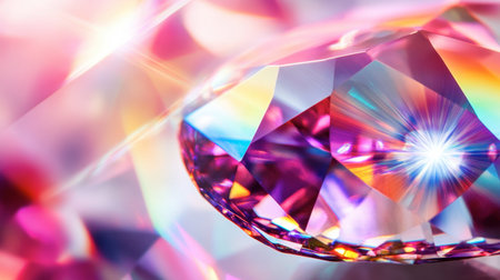 A clean image of a gemstone with rainbow flare on white background.の素材