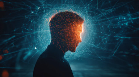 A glowing aura around a human form, symbolizing positive emotional energy and confidenceの素材