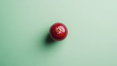 A cranberry centered on a pastel green background, highlighting its glossy skin.の素材