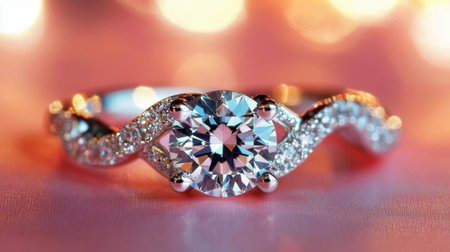 This elegant diamond ring showcases a stunning round cut stone with sparkling details, perfect for celebrations, engagements, or as a timeless accessory.の素材